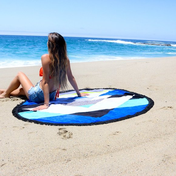 Oversized Bohemian Gypsy Soft Cotton Round Beach Towel Large Multicolor Design - Picture 2 of 5